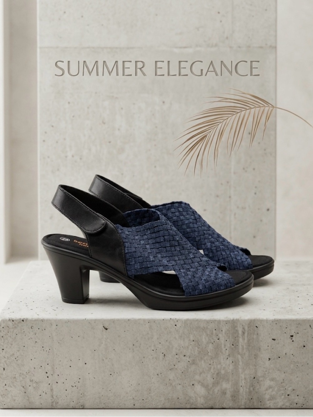 Bernie Mev denim Women’s Navy Woven Slingback Heels NEW